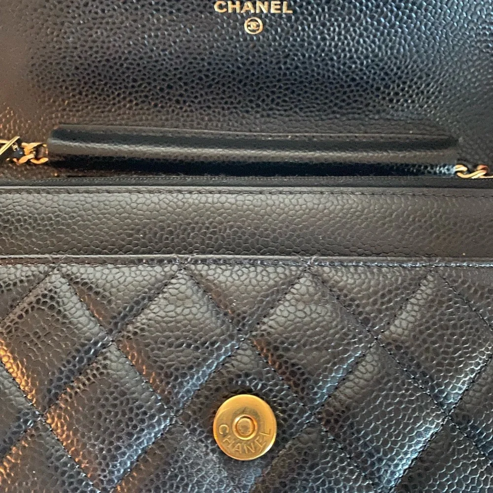 Authentic Chanel Wallet on Chain - Black Caviar Leather with Gold hardware - Picture 11 of 16